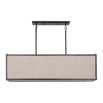 Cole 42" Minimalist Industrial Rectangular Linen Iron Linear LED Pendant - JONATHAN Y